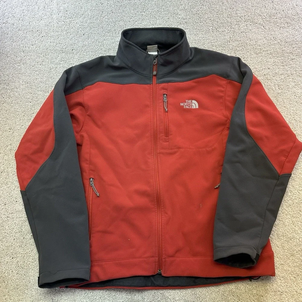 The North Face Mens Apex Bionic Softshell Jacket Red Fleece Lined Large